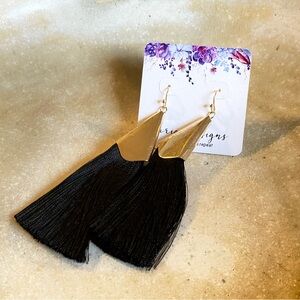 Silk Black Tassel Earrings NEW